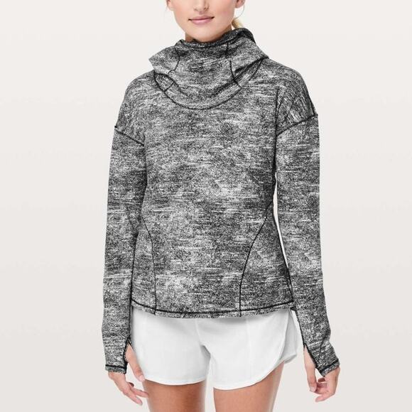 LULULEMON Forever Endeavor Pullover Rush Jacquard Black White Sz 4 {Q1} - Picture 2 of 9